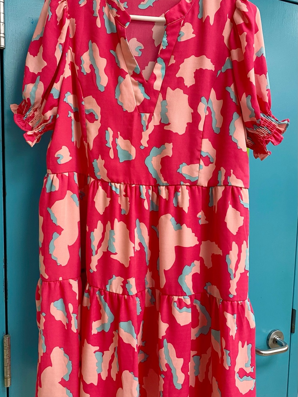 Women’s Pink Abstract Tiered Casual Dress